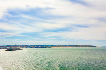 Landscape Panorama of coast with turquoise water in Hirtshals Jutland Denmark.の写真素材
