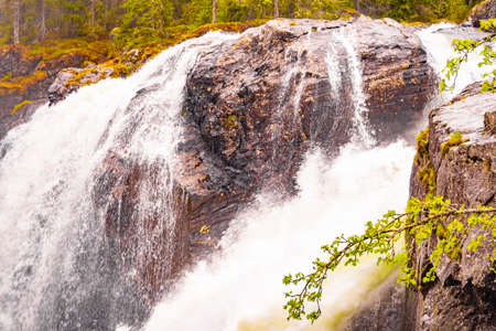 Rjukandefossen in Hemsedal Viken Norway is the most beautiful waterfall in Europe.