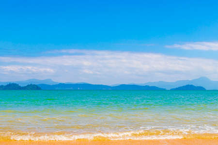 Tropical Paradise island Koh Phayam Aow Hin Kwai Beach landscape panorama and view to Ko Chang in Ranong Thailand.の写真素材