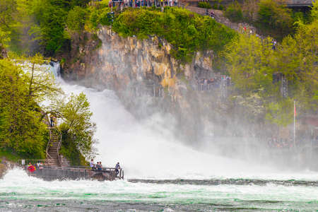 Schaffhausen Switzerland April 22, 2019 Rhine Falls Europe's largest waterfall in plain in Neuhausen am Rheinfall Canton Schaffhausen Switzerland.のeditorial素材