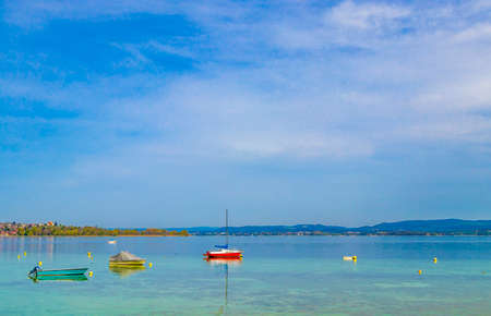 Lake Constance Bodensee landscape panorama from the Seeburgpark in Kreuzlingen Canton Thurgau Switzerland.の写真素材