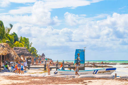 Holbox Mexico December 21, 2021 Panorama landscape view on beautiful Holbox island sandbank and...