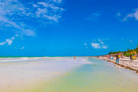 Holbox Mexico December 21, 2021 Panorama landscape view on beautiful Holbox island sandbank and...