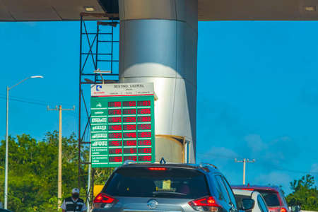 Quintana Roo Mexico December 21, 2021 Driving on the highway thru the Caseta de Cobro toll booth...