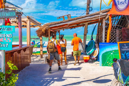 Holbox Mexico December 21, 2021 Entrance to panorama landscape view on beautiful Holbox island...