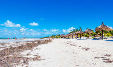 Holbox Mexico 22 December 2021 Panorama landscape view on beautiful Holbox island sandbank and beach...