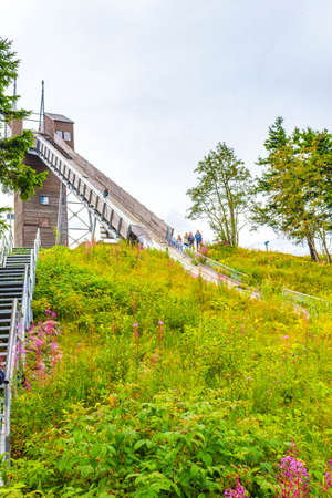 Harz Germany August 18, 2013 Beautiful panorama view to Wurmberg mountain landscape and gondola cable car railway of Braunlage Harz Goslar in Lower Saxony Germany.のeditorial素材