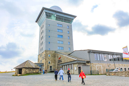 Lower Saxony Germany September 12, 2010 Landscape Panorama view on top of Brocken mountain peak in Harz mountains Wernigerode Germany.のeditorial素材
