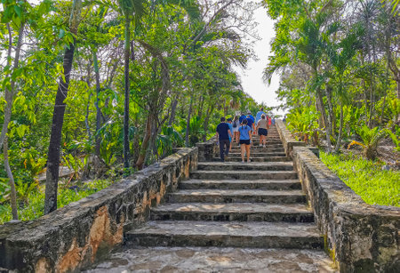 Tulum Mexico June 22, 2022 Ancient Tulum ruins Mayan site with temple ruins pyramids and artifacts...