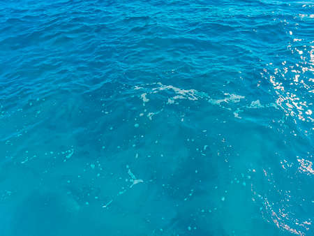 Beautiful blue and turquoise water waves ocean and sea texture pattern of Cancun in Quintana Roo...
