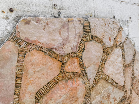 Beautiful wall stone and floor or ground texture pattern in Playa del Carmen Quintana Roo Mexico.の写真素材