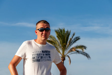 World traveling man travels and makes round trip through the island of Mallorca in Spain.