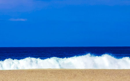 Extremely huge big surfer waves on the beach in Zicatela Puerto Escondido Oaxaca Mexico.