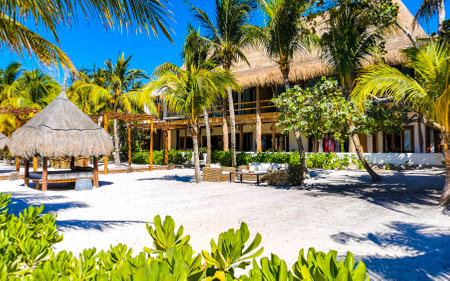 Resorts and landscape view with tropical nature on beautiful Holbox island in Quintana Roo Mexico.