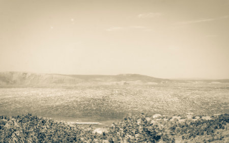 Driving through the beautiful landscape in Croatia is fast and blurry.の写真素材
