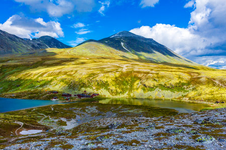 Beautiful mountain and landscape panorama with untouched nature rivers lakes and rocks stones in...