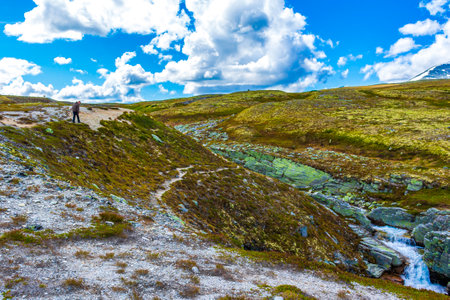 Beautiful mountain and landscape panorama with untouched nature rivers lakes and rocks stones in...