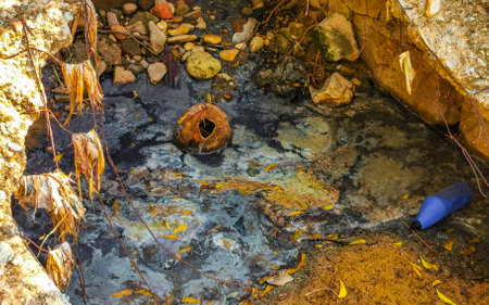 Open sewerage system in the tropical jungle ans mountains in Zicatela Puerto Escondido Oaxaca...