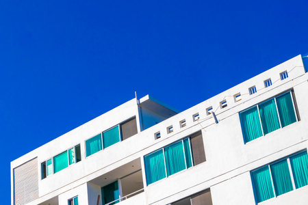 Playa del Carmen Quintana Roo Mexico April 4, 2021 Modern buildings and architecture hotels resorts...
