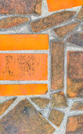Texture pattern detail of a wall of rocks stones brick bricks brickwall in Zicatela Puerto Escondido...