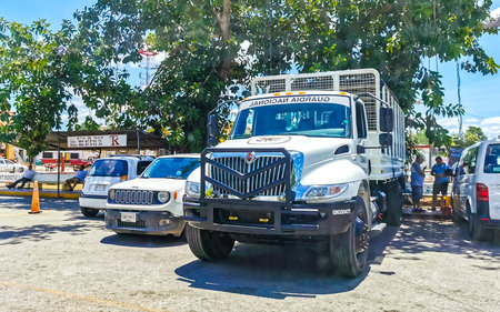 Kantunilkin Quintana Roo Mexico May 16, 2022 National guard Guardia Nacional truck car pickup in Kantunilkin Lazaro Cardenas in Quintana Roo Mexico.のeditorial素材