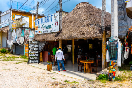 Coba Quintana Roo Mexico October 01, 2023 Parking lot stores shops restaurants ticket hut and entrance to Coba ruins in Coba Municipality Tulum Quintana Roo Mexico.のeditorial素材