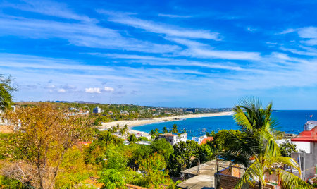 Puerto Escondido Oaxaca Mexico March 01, 2023 Beautiful tropical and natural city and seascape...