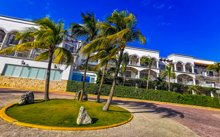 Playa del Carmen Quintana Roo Mexico April 17, 2021 Luxurious Hilton an Windham Alltra Hotel Building Resort on the Beach in Playa del Carmen Quintana Roo Mexico.のeditorial素材