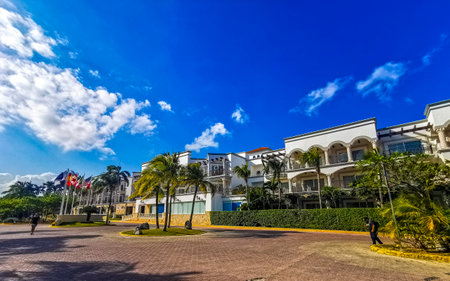 Playa del Carmen Quintana Roo Mexico April 17, 2021 Luxurious Hilton an Windham Alltra Hotel Building Resort on the Beach in Playa del Carmen Quintana Roo Mexico.のeditorial素材