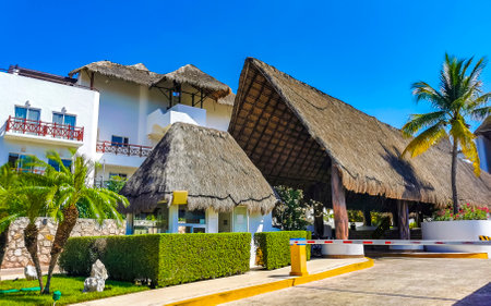 Luxurious hotel and resort entrances and entrances in tropical nature in Playa del Carmen Quintana Roo Mexico.のeditorial素材