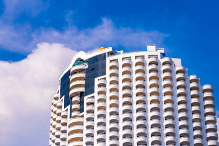 Highrise buildings skyscrapers building skyscraper town city cityscape streets in Pattaya Bang Lamung Amphoe Chon Buri Thailand in Southeastasia Asia.のeditorial素材