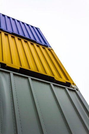 Bremerhaven Bremen Germany January 30, 2011 Container observation tower stacked colorful containers...
