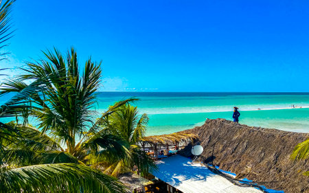 Holbox Quintana Roo Mexico May 16, 2022 Rooftop bar with pool and panoramic view to the beach and...