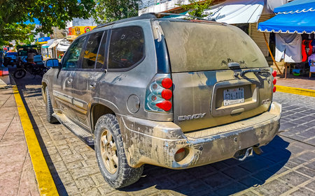 Puerto Escondido Oaxaca Mexico February 15, 2023 Various Mexican pickup pick up truck trucks SUV car cars vehicle 4x4 Off road vehicles in Puerto Escondido Zicatela Oaxaca Mexico.のeditorial素材