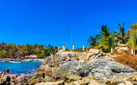 Puerto Escondido Oaxaca Mexico March 25, 2023 Walking path walk way at the tropical Mexican beach in Zicatela Puerto Escondido Oaxaca Mexico.のeditorial素材