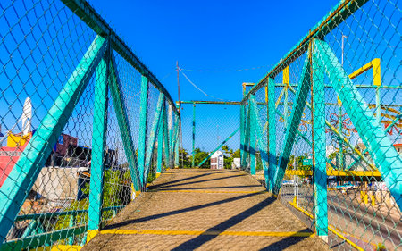 Pedestrian bridge pedestrian overpass passerelle walkway skyway with panoramic view in Zicatela Puerto Escondido Oaxaca Mexico.のeditorial素材