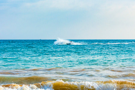 Hire a jet ski and enjoy water sports in Mirissa Beach Matara District Southern Province Sri Lanka.の写真素材