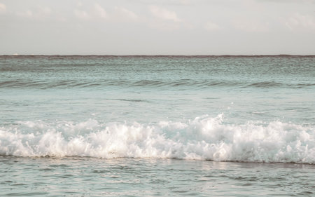 Awesome tropical Mexican Caribbean beach and sea landscape panorama with clear turquoise blue water...