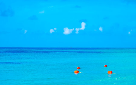 Awesome tropical Mexican Caribbean beach and sea landscape seascape ocean panorama with clear...