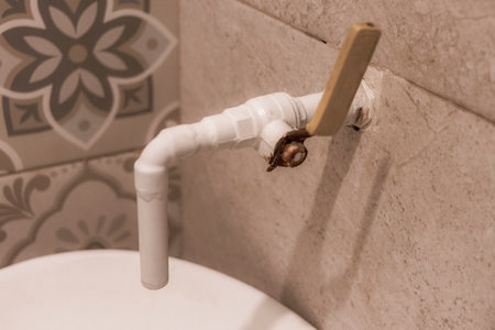 Stylish decorative faucet and washbasin in the bathroom in Playa del Carmen Quintana Roo Mexico.の写真素材