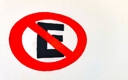 No parking sign painted on wall in Playa del Carmen Quintana Roo Mexico.