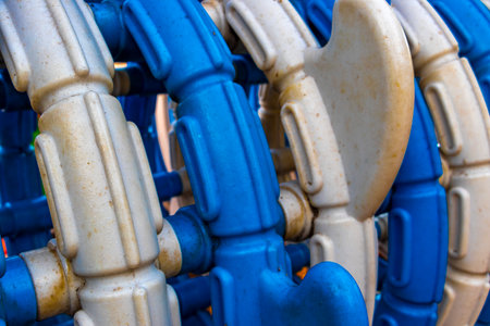 Children's playground in the city park in detail in Alajuela Costa Rica in Central America.の写真素材