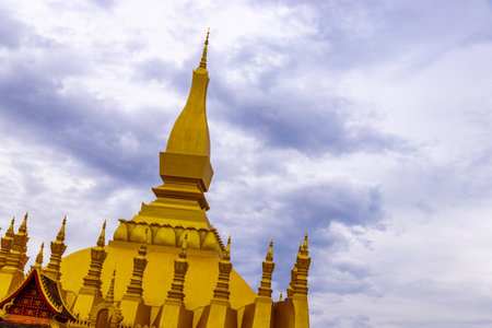 Pha That Luang golden stupa and temple in Vientiane Laos in Southeastasia Asia.の写真素材