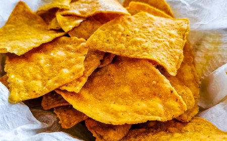 Mexican nachos in basket.の写真素材