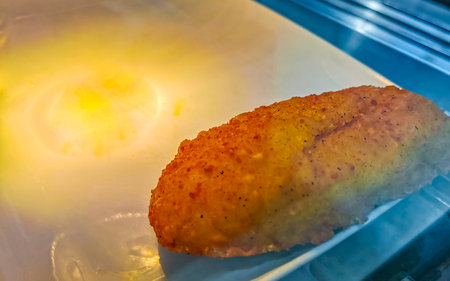Potatoes potato and breaded chicken fillet in Zicatela Puerto Escondido Oaxaca Mexico.の写真素材