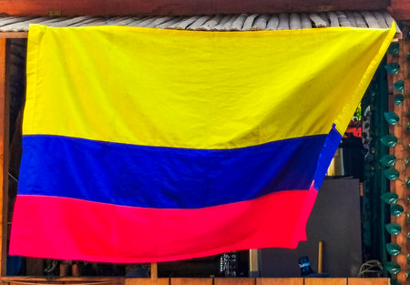 Venezuelan flag outside in Zicatela Puerto Escondido Oaxaca Mexico.の写真素材
