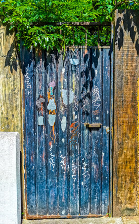 Various antique metal and wooden doors in Zicatela Puerto Escondido Oaxaca Mexico.の写真素材