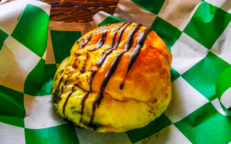 Buns with chocolate striped icing in Playa del Carmen Quintana Roo Mexico.の写真素材
