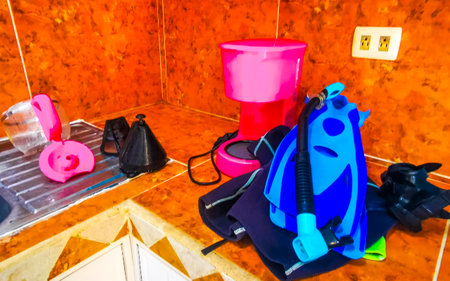 Playa del Carmen Quintana Roo Mexico December 19, 2024 Things and suitcases are ready to be packed in Playa del Carmen Quintana Roo Mexico.の写真素材