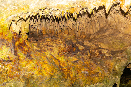 Beautiful Cenote Park Yaxmulito with amazing limestone rocks rock formations stalactites stalagmites...